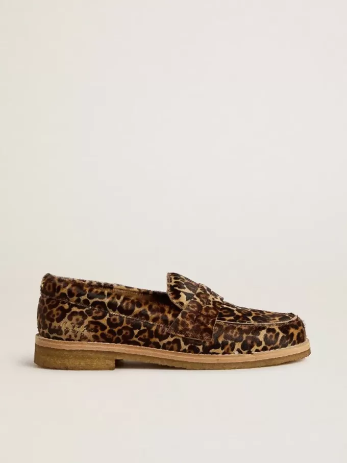 Mocassino Jerry da donna in pelle di pony con stampa leopardata Mocassino Jerry da donna in pelle di pony con stampa leopardata