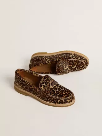 Mocassino Jerry da donna in pelle di pony con stampa leopardata