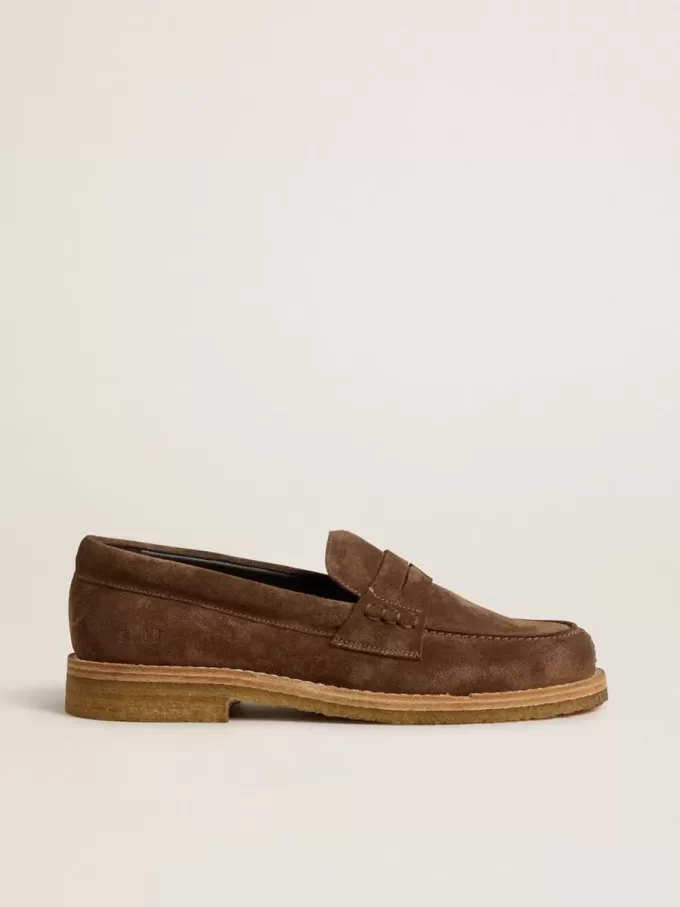 Mocassino Jerry da donna in pelle scamosciata grigio tortora Mocassino Jerry da donna in pelle scamosciata grigio tortora