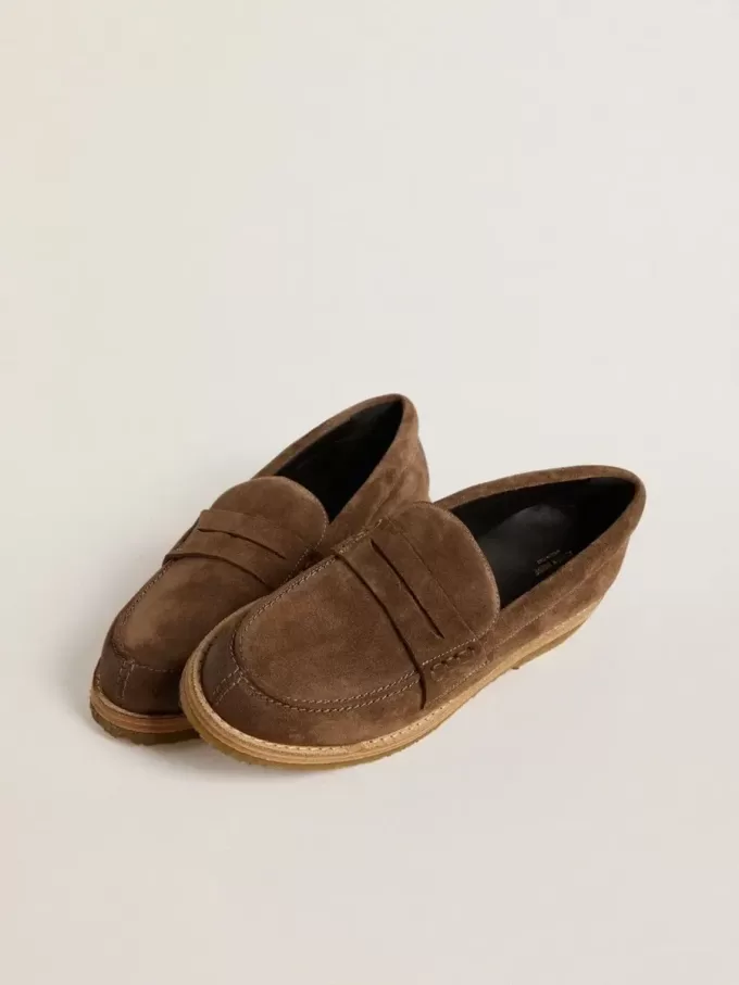 Mocassino Jerry da donna in pelle scamosciata grigio tortora Mocassino Jerry da donna in pelle scamosciata grigio tortora
