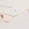 Montatura da sole stile cat-eye con telaio e lenti rosa Montatura da sole stile cat-eye con telaio e lenti rosa
