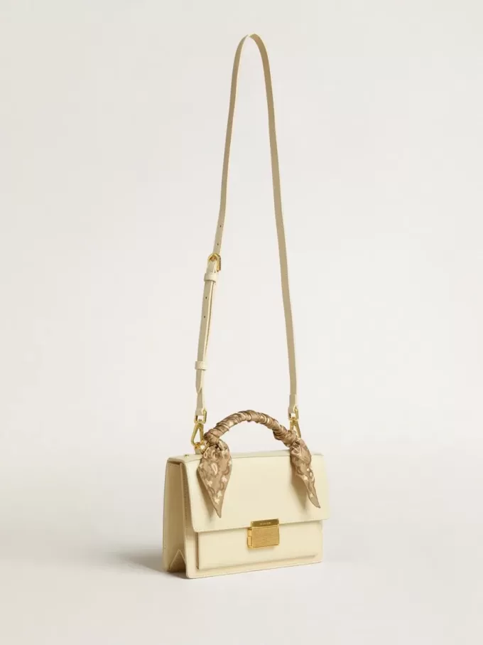 Borsa Venezia in pelle color burro con foulard in seta