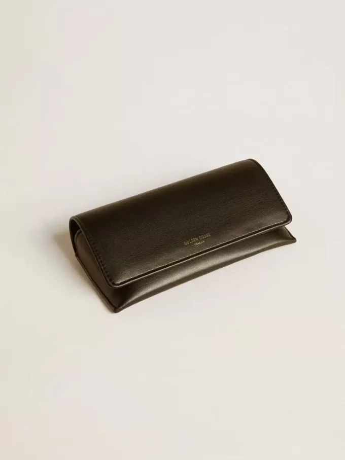 Occhiali da sole Jamie di forma quadrata con montatura nera e logo dorato Occhiali da sole Jamie di forma quadrata con montatura nera e logo dorato
