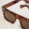 Occhiali da sole modello quadrato con montatura havana e cristalli Occhiali da sole modello quadrato con montatura havana e cristalli