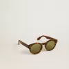 Occhiali da sole Panthos di forma quadrata con montatura marrone havana e lenti verdi Occhiali da sole Panthos di forma quadrata con montatura marrone havana e lenti verdi