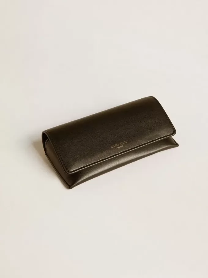 Occhiali da sole Panthos di forma quadrata con montatura marrone havana e lenti verdi Occhiali da sole Panthos di forma quadrata con montatura marrone havana e lenti verdi