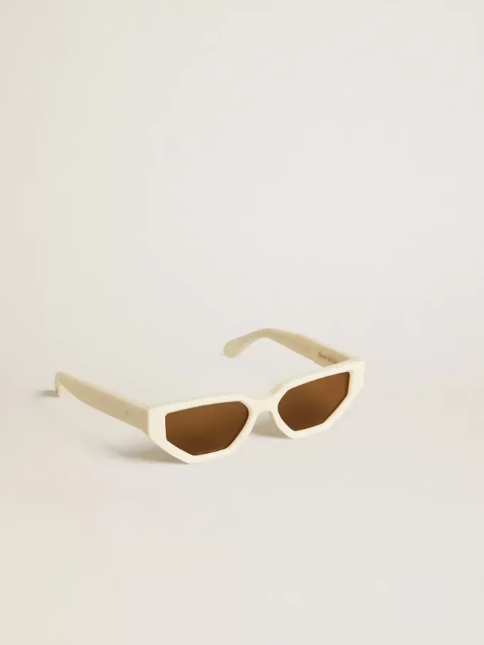 Occhiali da sole rettangolari con montatura beige Occhiali da sole rettangolari con montatura beige