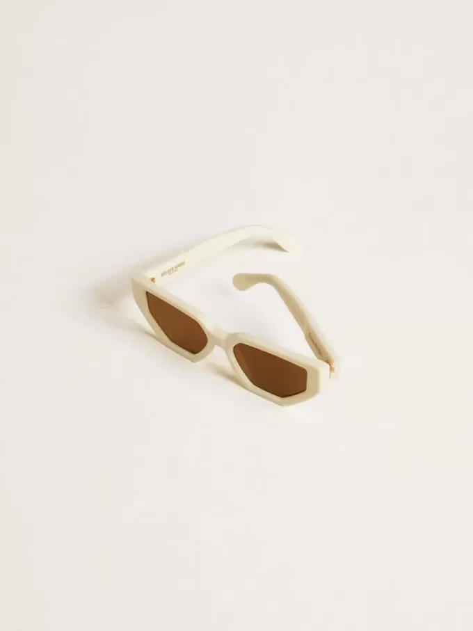 Occhiali da sole rettangolari con montatura beige Occhiali da sole rettangolari con montatura beige