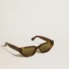 Occhiali da sole rettangolari con montatura marrone Havana Occhiali da sole rettangolari con montatura marrone Havana