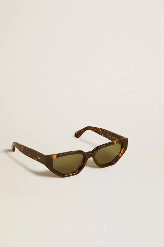 Occhiali da sole rettangolari con montatura marrone Havana