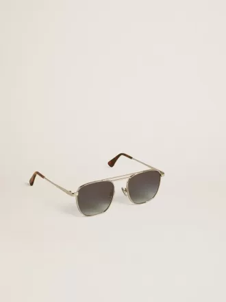 Occhiali da sole stile aviator con montatura argento e lenti blu