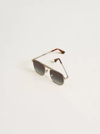 Occhiali da sole stile aviator con montatura argento e lenti blu