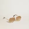 Occhiali da sole stile aviator con montatura oro rosa e lenti color miele Occhiali da sole stile aviator con montatura oro rosa e lenti color miele