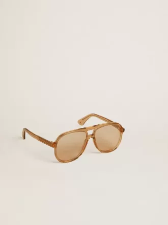 Occhiali da sole stile aviatore con montatura e lenti color miele