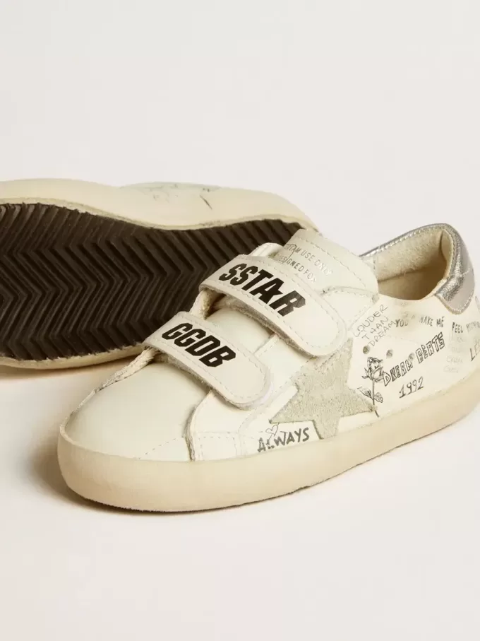 Old School Junior con stella in pelle scamosciata e linguetta sul tallone in pelle metallizzata Old School Junior con stella in pelle scamosciata e linguetta sul tallone in pelle metallizzata