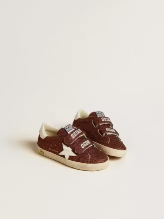 Old School Junior in bordeaux glitterato con stella e linguetta sul tallone in pelle