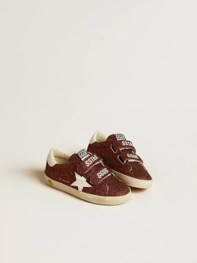 Old School Junior in bordeaux glitterato con stella e linguetta sul tallone in pelle