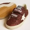 Old School Junior in bordeaux glitterato con stella e linguetta sul tallone in pelle