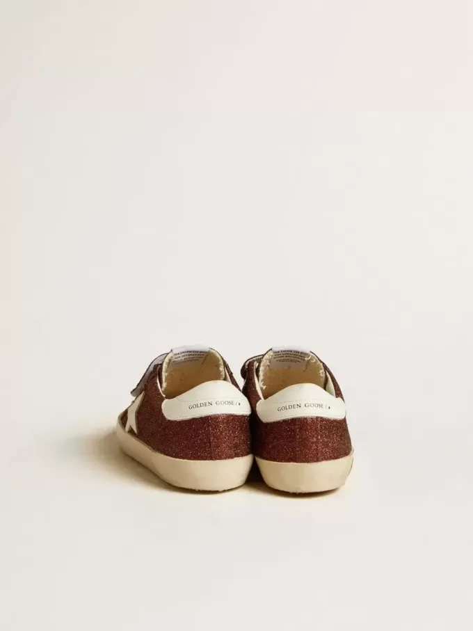 Old School Junior in bordeaux glitterato con stella e linguetta sul tallone in pelle
