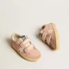 Old School Junior in pelle scamosciata rosa con stella e linguetta sul tallone in pelle color crema