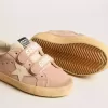 Old School Junior in pelle scamosciata rosa con stella e linguetta sul tallone in pelle color crema