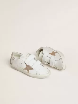 Old School LTD da donna con stella e linguetta sul tallone in pelle metallizzata oro rosa Old School LTD da donna con stella e linguetta sul tallone in pelle metallizzata oro rosa