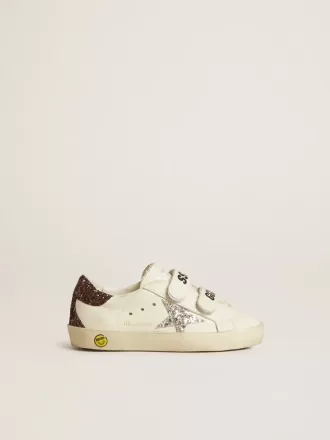 Old School Young con stella glitterata argento e linguetta glitterata sul tallone