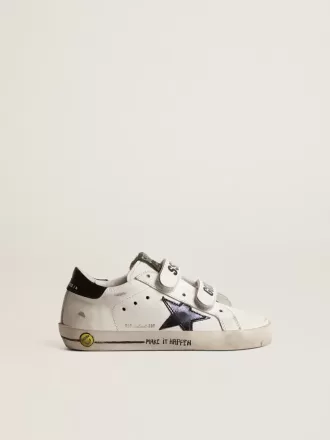 Old School Young con stella in pelle metallizzata e linguetta nera sul tallone