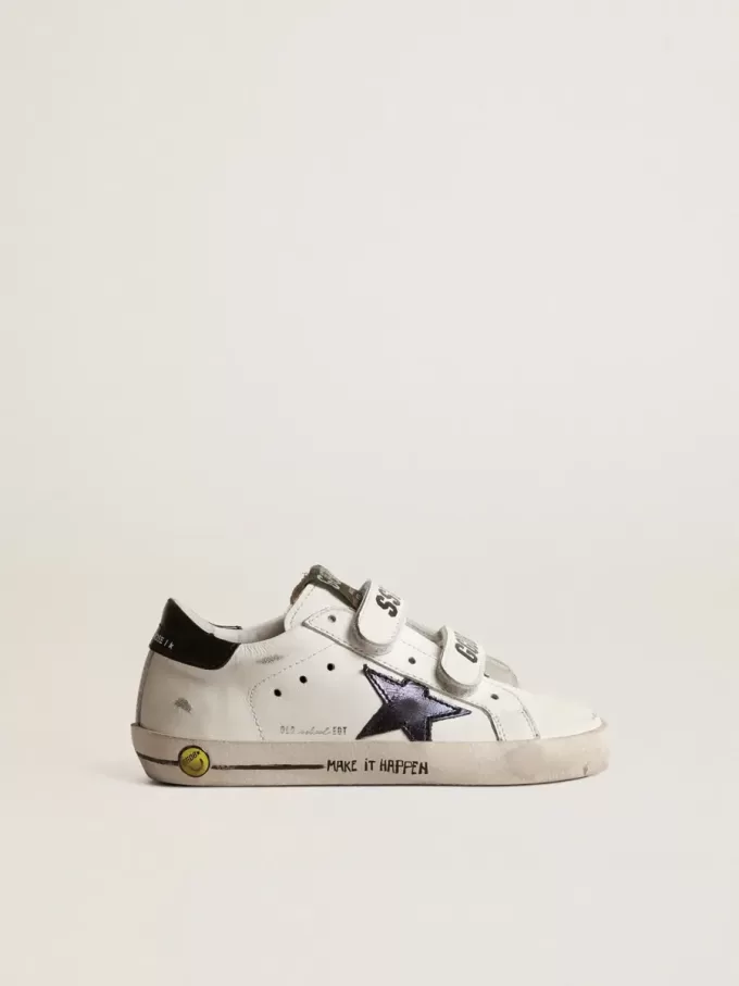 Old School Young con stella in pelle metallizzata e linguetta nera sul tallone