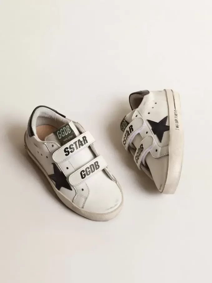 Old School Young con stella in pelle metallizzata e linguetta nera sul tallone