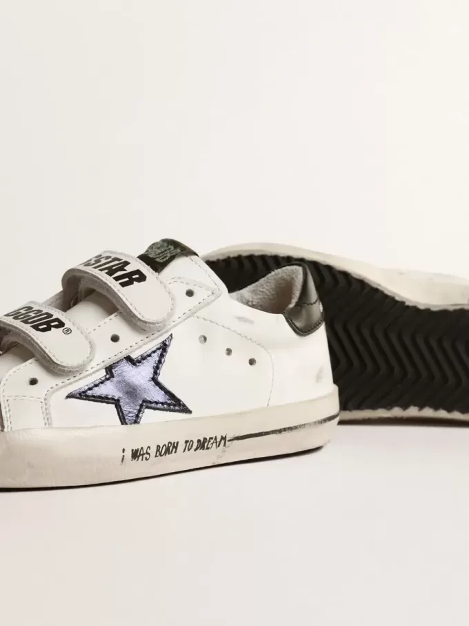 Old School Young con stella in pelle metallizzata e linguetta nera sul tallone