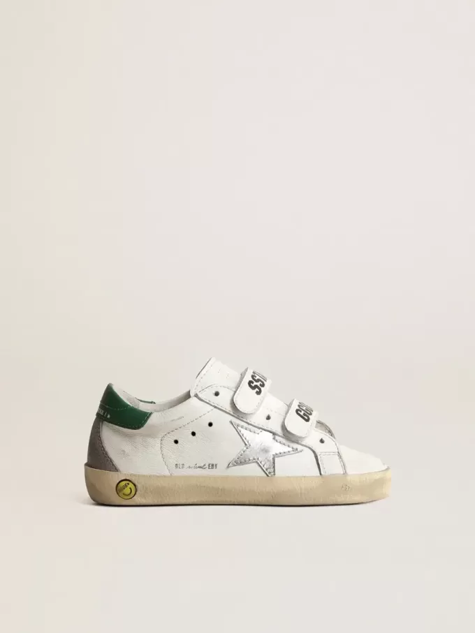 Old School Young con stella in pelle metallizzata e linguetta verde sul tallone Old School Young con stella in pelle metallizzata e linguetta verde sul tallone