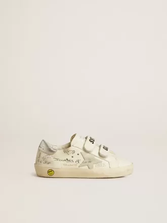 Old School Young con stella in pelle scamosciata e linguetta sul tallone in pelle metallizzata Old School Young con stella in pelle scamosciata e linguetta sul tallone in pelle metallizzata