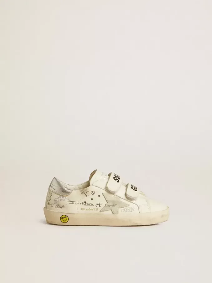 Old School Young con stella in pelle scamosciata e linguetta sul tallone in pelle metallizzata Old School Young con stella in pelle scamosciata e linguetta sul tallone in pelle metallizzata