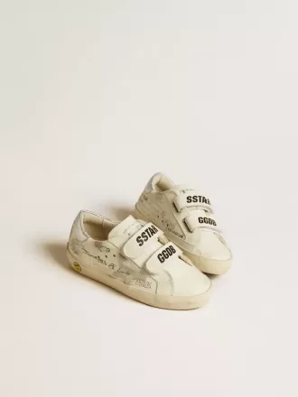 Old School Young con stella in pelle scamosciata e linguetta sul tallone in pelle metallizzata Old School Young con stella in pelle scamosciata e linguetta sul tallone in pelle metallizzata