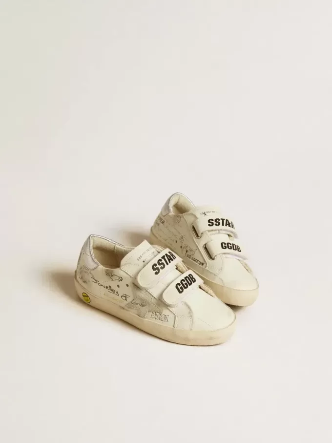 Old School Young con stella in pelle scamosciata e linguetta sul tallone in pelle metallizzata Old School Young con stella in pelle scamosciata e linguetta sul tallone in pelle metallizzata