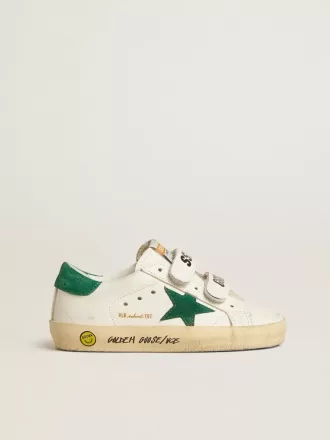 Old School Young con stella in pelle scamosciata verde e linguetta sul tallone