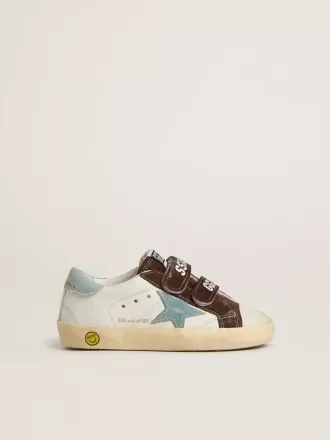 Old School Young in nappa con stella in pelle scamosciata azzurra e inserti in pelle scamosciata marrone Old School Young in nappa con stella in pelle scamosciata azzurra e inserti in pelle scamosciata marrone