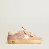Old School Young in pelle scamosciata rosa con stella e linguetta sul tallone in pelle color crema Old School Young in pelle scamosciata rosa con stella e linguetta sul tallone in pelle color crema