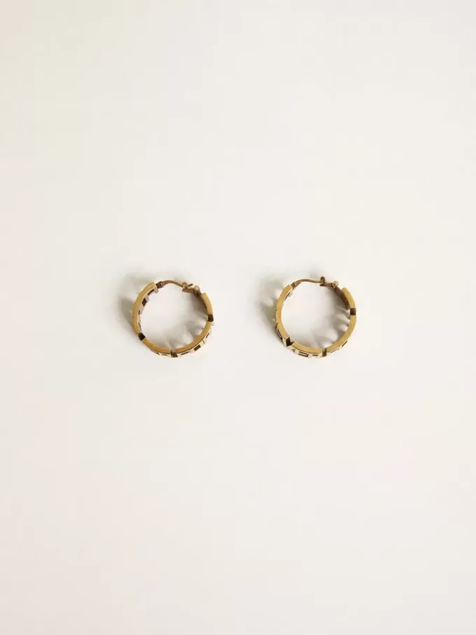 Orecchini a cerchio color oro antico con scritta Forever For You Orecchini a cerchio color oro antico con scritta Forever For You