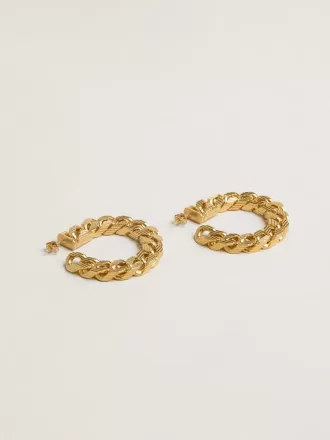 Orecchini a cerchio con catena e maglie intrecciate color oro antico