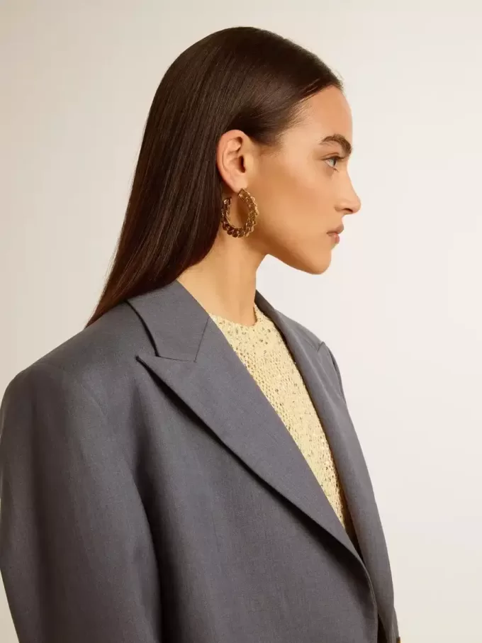 Orecchini a cerchio con catena e maglie intrecciate color oro antico