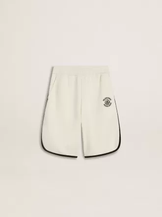 Pantaloncini bianchi da bambino con logo ricamato