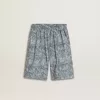 Pantaloncini blu da bambino con stampa bianca