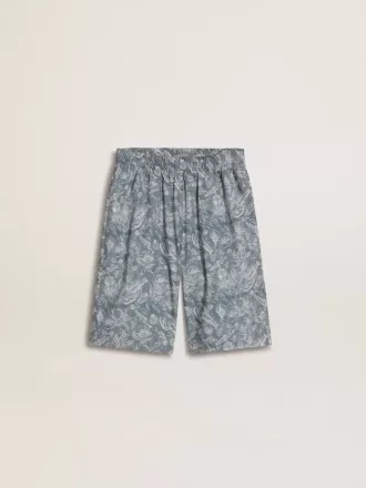 Pantaloncini blu da bambino con stampa bianca