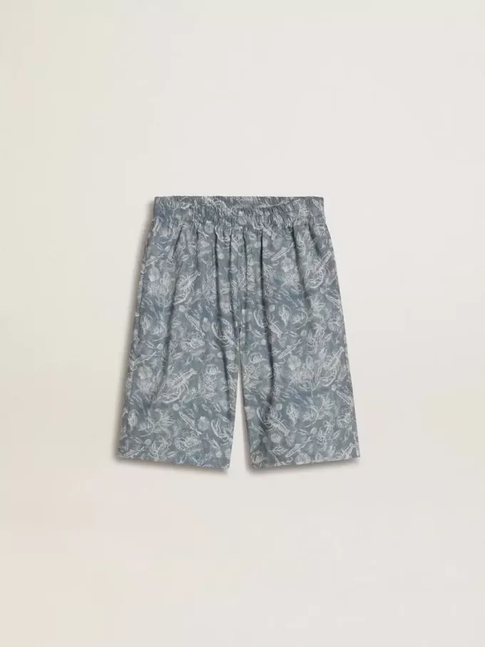 Pantaloncini blu da bambino con stampa bianca
