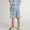 Pantaloncini blu da bambino con stampa bianca