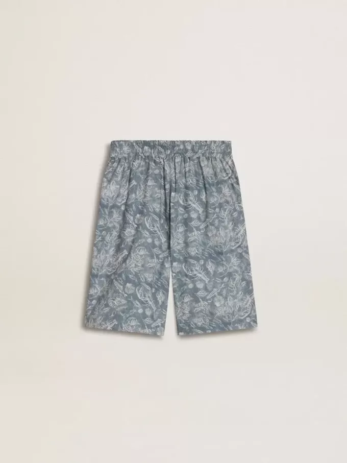 Pantaloncini blu da bambino con stampa bianca