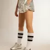 Pantaloncini da corsa da donna in tessuto argento Pantaloncini da corsa da donna in tessuto argento