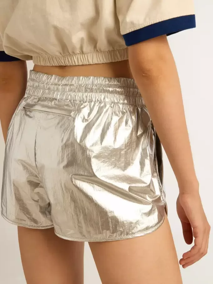 Pantaloncini da corsa da donna in tessuto argento Pantaloncini da corsa da donna in tessuto argento